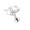 Wholesale Women's Titanium Alloy Heart Shape Inlaid Zircon Electroplated Butterfly Internal Tooth Screw Lip Nail Rod Cartilage Puncture Ear Bone Nail