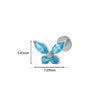 Wholesale Women's Titanium Alloy Heart Shape Inlaid Zircon Electroplated Butterfly Internal Tooth Screw Lip Nail Rod Cartilage Puncture Ear Bone Nail