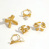 Wholesale Women's Titanium Bow Geometric Stainless Steel Opening Adjustable Ring With Electroplating