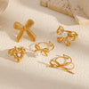 Wholesale Women's Titanium Bow Geometric Stainless Steel Opening Adjustable Ring With Electroplating
