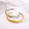 Wholesale Women's Titanium C Shaped Irregular Geometric Python Pattern Stainless Steel 18K Gold Plated Open Bracelet With Vacuum Plating In 18K Furnace