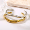 Wholesale Women's Titanium C Shaped Irregular Geometric Python Pattern Stainless Steel 18K Gold Plated Open Bracelet With Vacuum Plating In 18K Furnace
