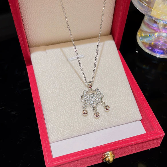 Wholesale Women's Titanium Steel And Copper Animal Zodiac Butterfly Zircon Pearl Pendant Necklace With Electroplating And Cross Chain