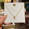 Wholesale Women's Titanium Steel And Copper Animal Zodiac Butterfly Zircon Pearl Pendant Necklace With Electroplating And Cross Chain