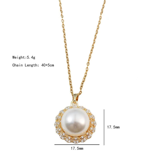 Wholesale Women's Titanium Steel And Copper Cross Chain Lace Full Diamond Pearl Light Luxury Collarbone Necklace