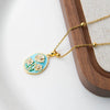 Wholesale Women's Titanium Steel And Copper Flower And Geometric Pattern Necklace With Microinlaid Zircon And 18K Gold Electroplated