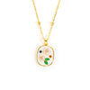 Wholesale Women's Titanium Steel And Copper Flower And Geometric Pattern Necklace With Microinlaid Zircon And 18K Gold Electroplated