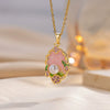 Wholesale Women's Titanium Steel And Copper Flower Pattern Oil Dripping Enamel Painted Pendant With O Word Chain Accessories