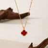 Wholesale Women's Titanium Steel And Copper Four Leaf Clover Electroplated Necklace And Lip Chain Jewelry