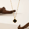Wholesale Women's Titanium Steel And Copper Four Leaf Clover Electroplated Necklace And Lip Chain Jewelry