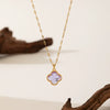 Wholesale Women's Titanium Steel And Copper Four Leaf Clover Electroplated Necklace And Lip Chain Jewelry