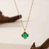 Wholesale Women's Titanium Steel And Copper Four Leaf Clover Electroplated Necklace And Lip Chain Jewelry