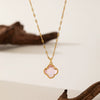 Wholesale Women's Titanium Steel And Copper Four Leaf Clover Electroplated Necklace And Lip Chain Jewelry