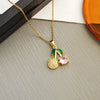 Wholesale Women's Titanium Steel And Copper Fruit Shaped Cherry Micro Inlaid Electroplated Clavicle Necklace