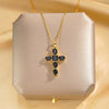 Wholesale Women's Titanium Steel And Copper Geometric Cross Pendant Necklace With Real Gold Electroplating And Inlaid Zircon And Diamonds