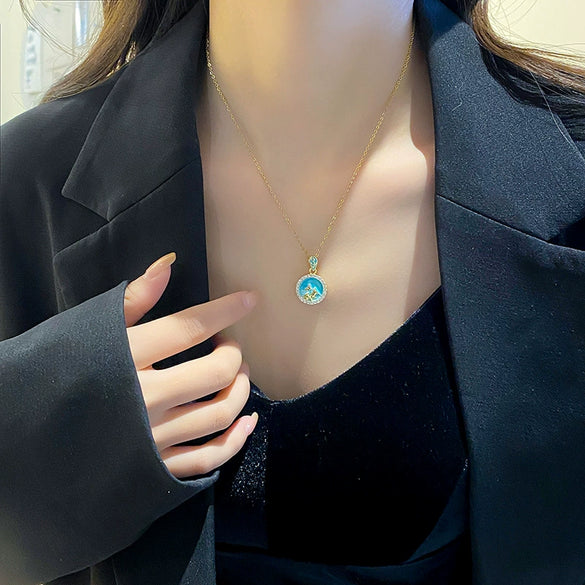 Wholesale Women's Titanium Steel And Copper Geometric Dripping Oil Design Cross Chain Necklace With Highend Feel