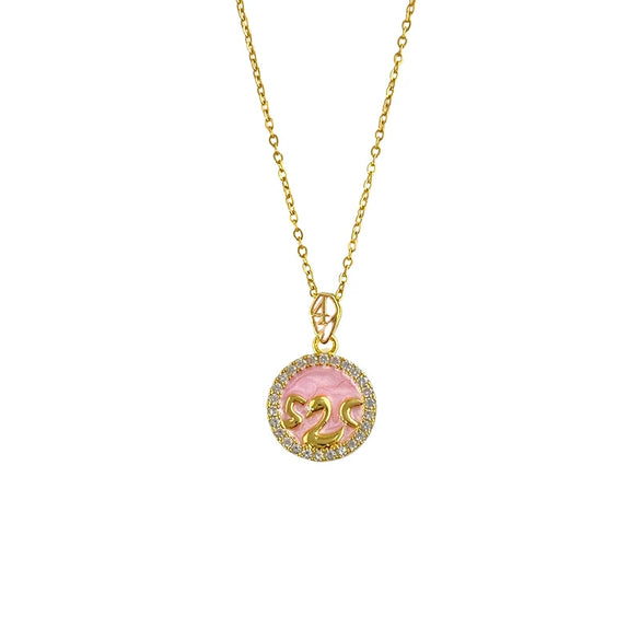 Wholesale Women's Titanium Steel And Copper Geometric Dripping Oil Design Cross Chain Necklace With Highend Feel