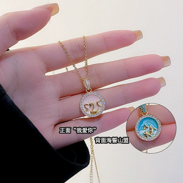 Wholesale Women's Titanium Steel And Copper Geometric Dripping Oil Design Cross Chain Necklace With Highend Feel