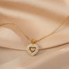 Wholesale Women's Titanium Steel And Copper Heartshaped Diamondinlaid Clavicle Chain Jewelry With Ochain