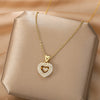 Wholesale Women's Titanium Steel And Copper Heartshaped Diamondinlaid Clavicle Chain Jewelry With Ochain