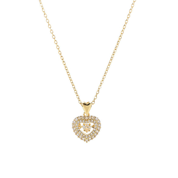 Wholesale Women's Titanium Steel And Copper Heartshaped Diamondinlaid Clavicle Chain Jewelry With Ochain