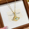 Wholesale Women's Titanium Steel And Copper Inlaid With Zircon Star Shape Light Luxury Minimalist Necklace With Water Wave Chain