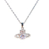Wholesale Women's Titanium Steel And Copper Inlaid With Zircon Star Shape Light Luxury Minimalist Necklace With Water Wave Chain