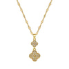 Wholesale Women's Titanium Steel And Copper Necklace With Geometric Pattern And Diamond Treatment Featuring Four Leaf Flower Design