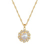 Wholesale Women's Titanium Steel And Copper Necklace With Rotating Pearl And Geometric Diamond Design Cartoon Style