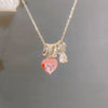 Wholesale Women's Titanium Steel And Copper Water Drop Cherry Pendant Clavicle Chain Jewelry With Flower And Geometric Pattern And Electroplating Process Sweet Style