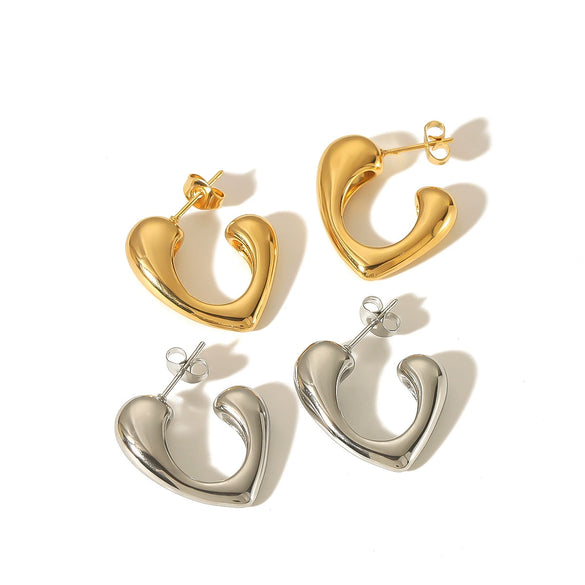 Wholesale Women's Titanium Steel And 18K Gold Geometric Electroplated Earrings