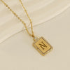 Wholesale Women's 316L Stainless Steel And 18K Gold Plated Diamond Letter Pendant Necklace With Cross Chain