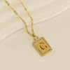 Wholesale Women's 316L Stainless Steel And 18K Gold Plated Diamond Letter Pendant Necklace With Cross Chain