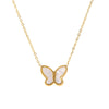 Wholesale Women's Titanium Steel And Motherofpearl French Retro Butterfly Pendant Necklace With Geometric Pattern And Electroplating