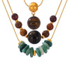 Wholesale Women's Titanium Steel And Natural Stone Tiger Eye Maillard Style Geometric Handbeaded Electroplated Necklace Jewelry