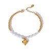 Wholesale Women's Titanium Steel And Pearl Bracelet With Love Pendant Geometric Design 18K Vacuum Plated In Furnace