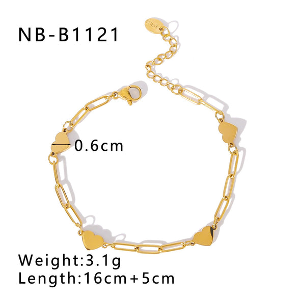Wholesale Women's Titanium Steel And Pearl Bracelet With Love Pendant Geometric Design 18K Vacuum Plated In Furnace