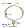 Wholesale Women's Titanium Steel And Pearl Bracelet With Love Pendant Geometric Design 18K Vacuum Plated In Furnace
