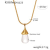 Wholesale Women's Titanium Steel And Resin Water Drop Pendant Cauliflower Texture Clavicle Necklace With Casting Process And 18K Real Gold Plated Color Retention