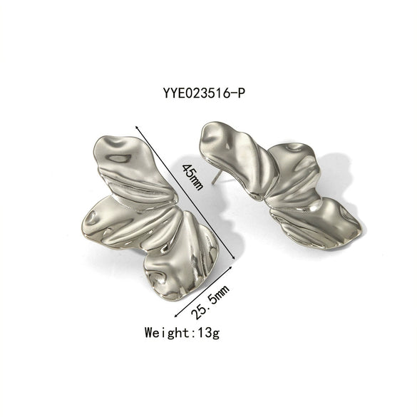Wholesale Women's Titanium Steel And Stainless Steel Butterfly Earrings With Animal Pattern And Pvd Furnace Real Gold Electroplating