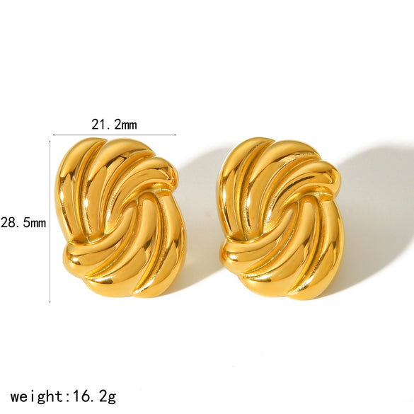 Wholesale Women's Titanium Steel And Stainless Steel Earrings With Heart And Geometric Patterns Electroplated