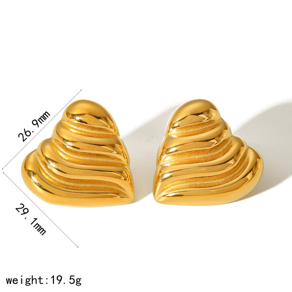 Wholesale Women's Titanium Steel And Stainless Steel Earrings With Heart And Geometric Patterns Electroplated