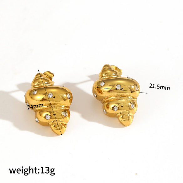 Wholesale Women's Titanium Steel And Stainless Steel Earrings With 18K Gold Geometric Design