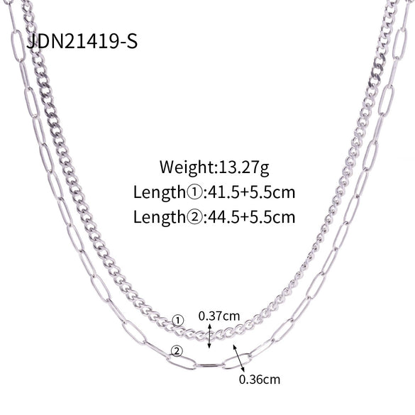 Wholesale Women's Titanium Steel And Stainless Steel Geometric Cuban Clavicle Necklace With Electroplating