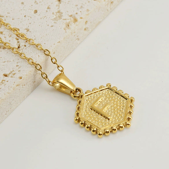 Wholesale Women's Titanium Steel And Stainless Steel Geometric Letter Pendant Necklace With Cross Chain And Electroplating Treatment