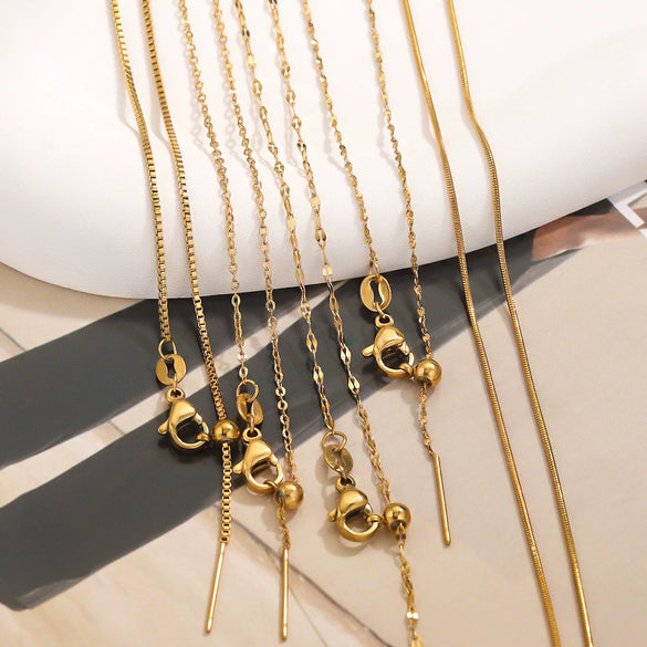 Wholesale Women's Titanium Steel And Stainless Steel Geometric Ochain Handmade Real Gold Plated Clavicle Necklace Bracelet