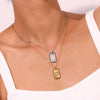 Wholesale Women's Titanium Steel And Stainless Steel Geometric Square Tarot Power Necklace 18K Gold Plated