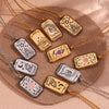 Wholesale Women's Titanium Steel And Stainless Steel Geometric Square Tarot Power Necklace 18K Gold Plated
