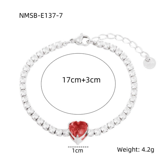 Wholesale Women's Titanium Steel And Stainless Steel Geometric Style Electroplated Zircon Bracelet