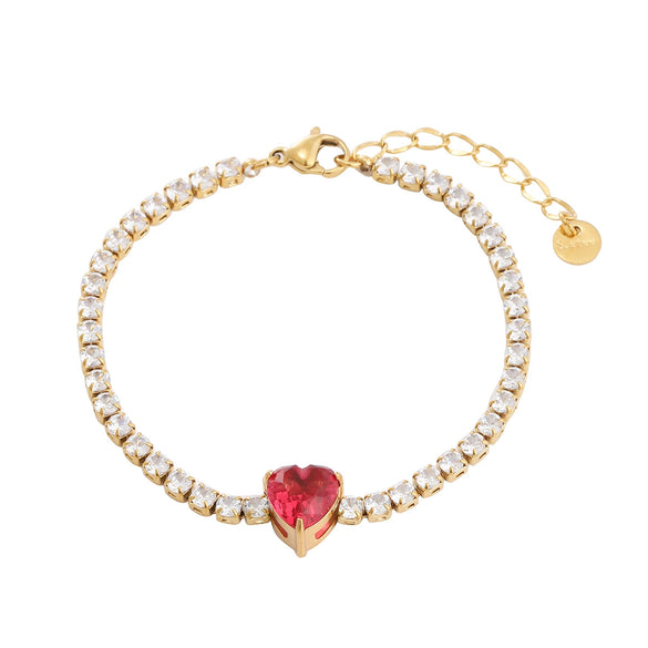 Wholesale Women's Titanium Steel And Stainless Steel Geometric Style Electroplated Zircon Bracelet
